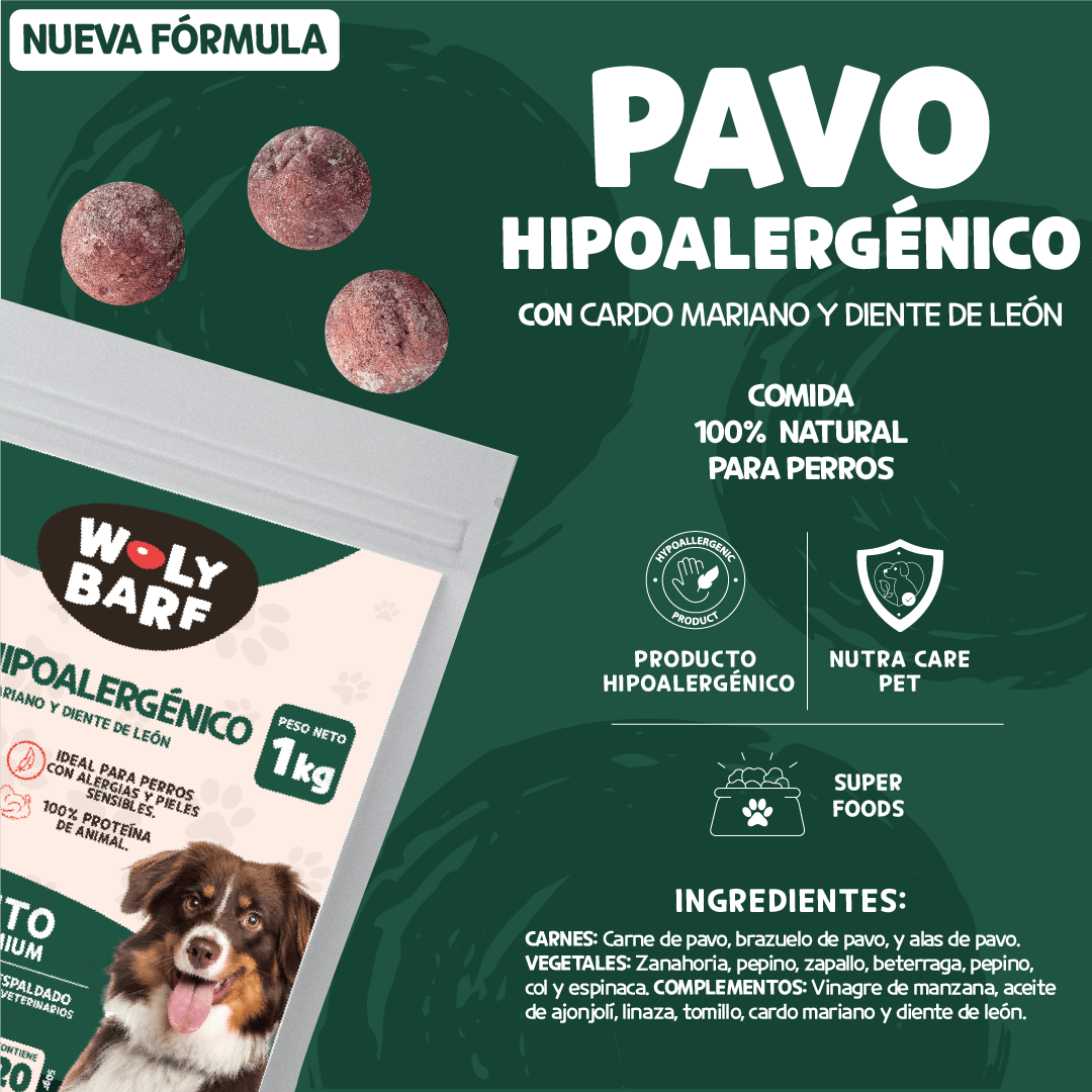Woly Pavo Hipoalergénico 1KG (20 albóndigas)