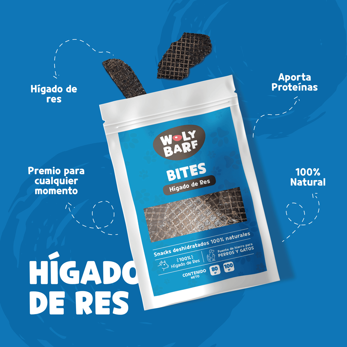 SNACK Woly Bites de Hígado de Res 80 GR