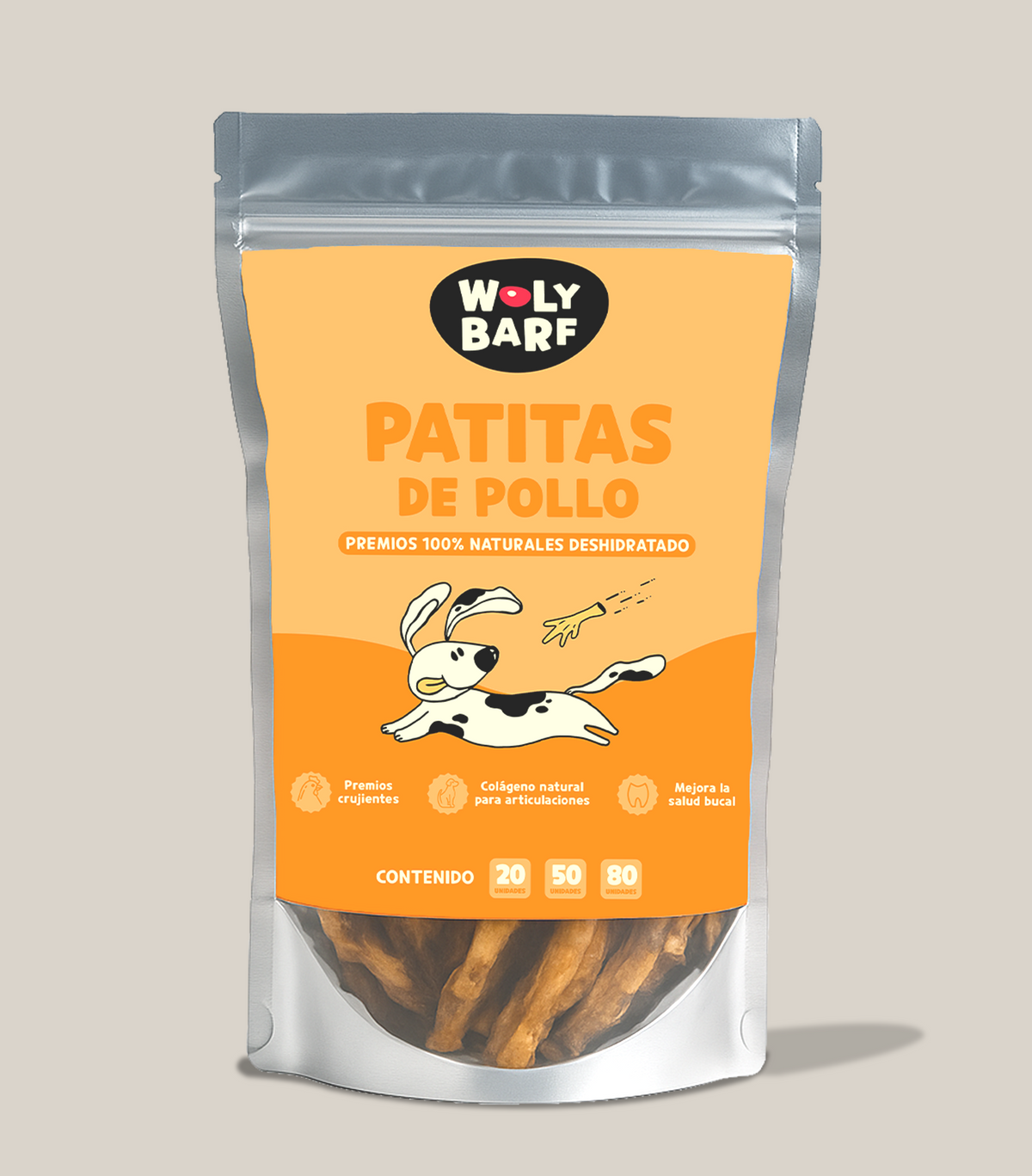 SNACK Woly Patas de pollo deshidratadas bolsa x 20 UND