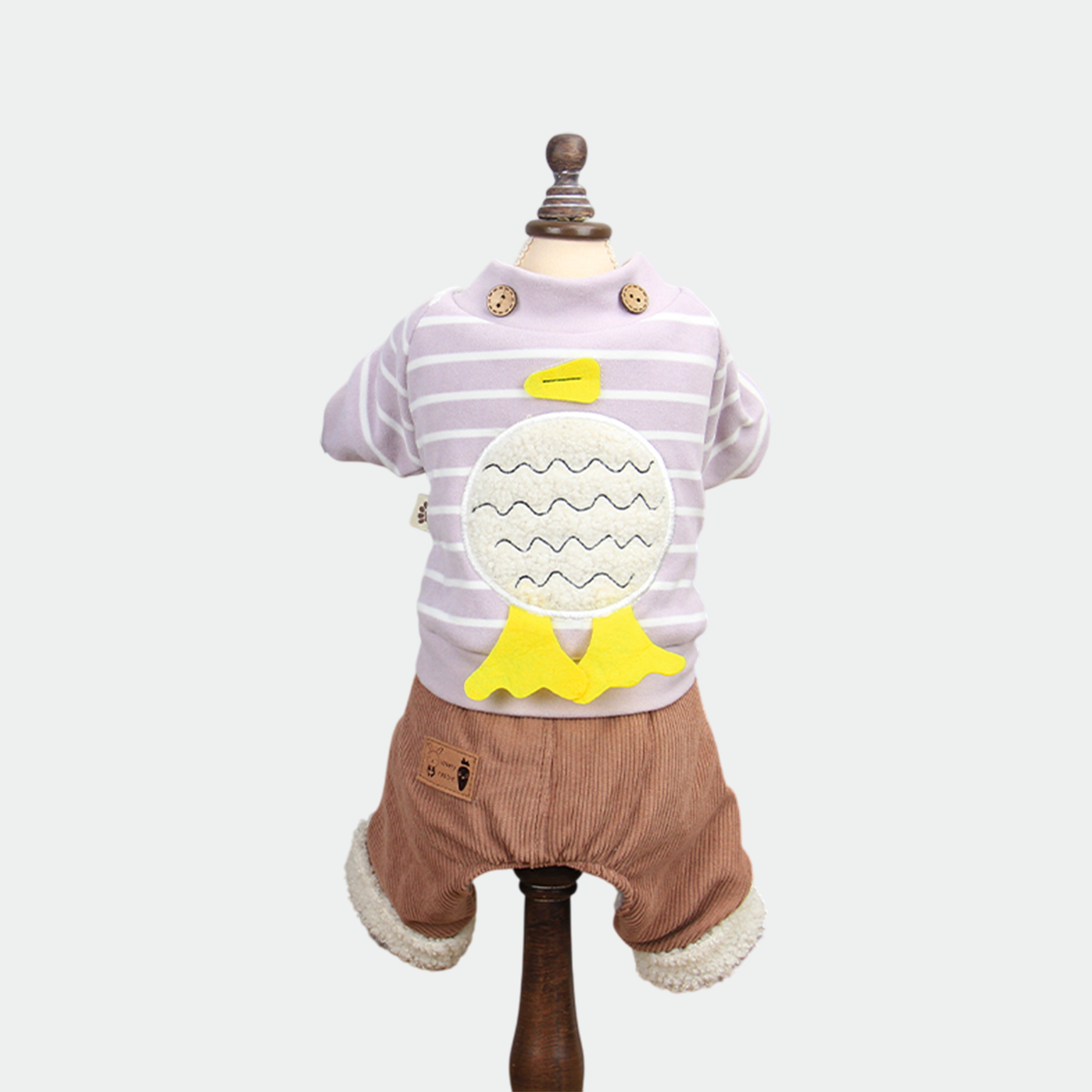 Overol para perro estilo patito amarillo