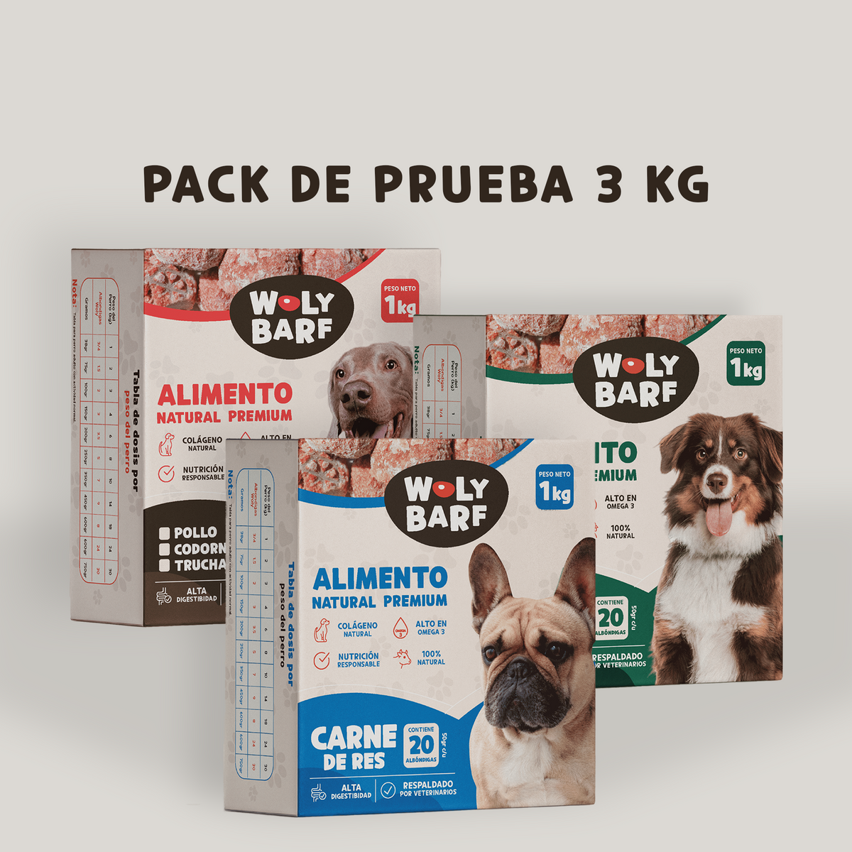 Pack  de Prueba de 3 KG (Res-Pollo-Pavo)