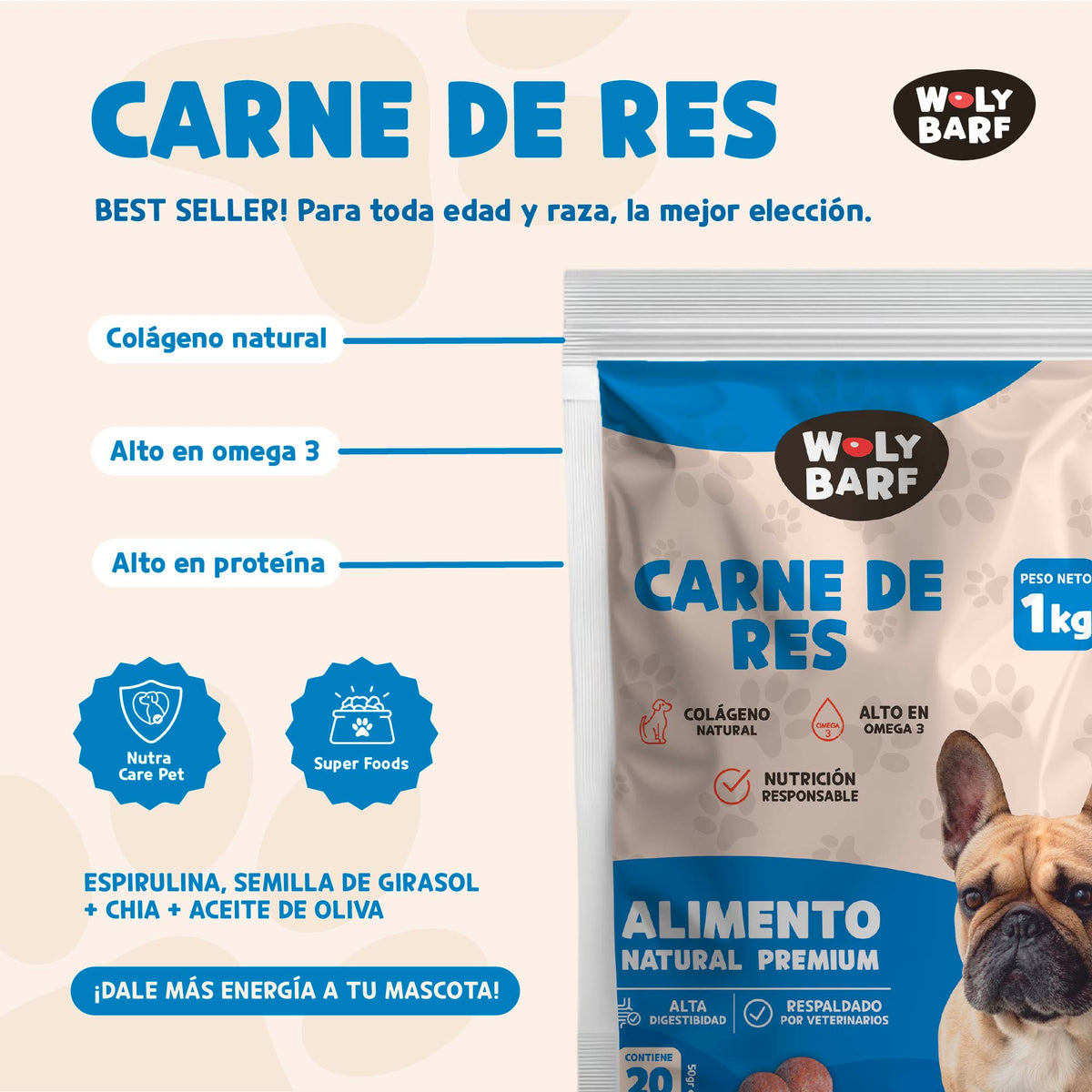 Woly Carne de Res 1KG (20 Albóndigas)