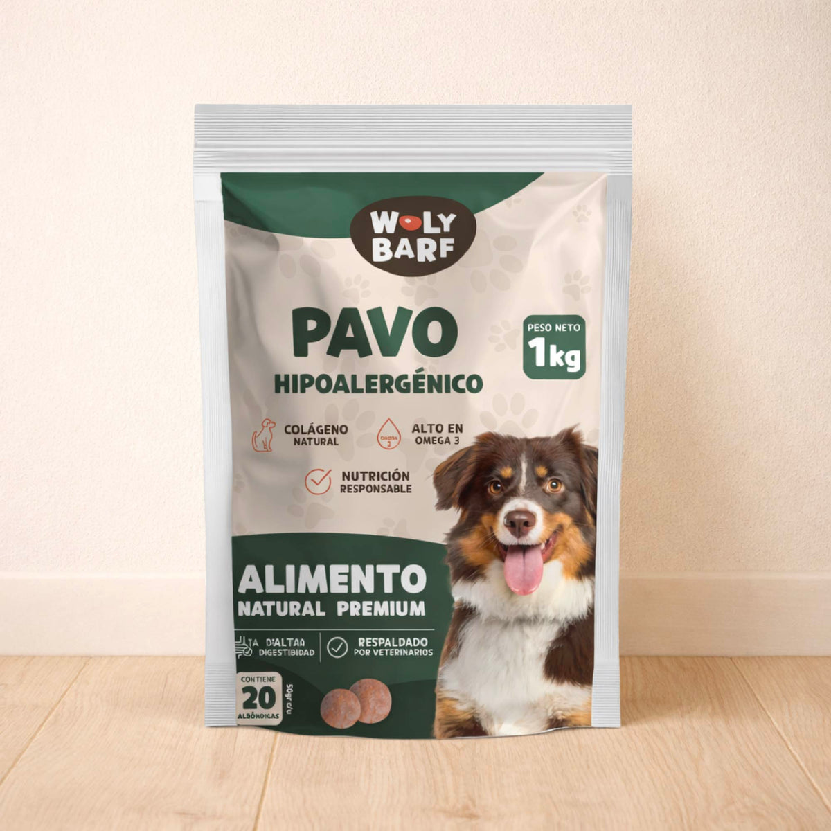 Woly Pavo Hipoalergénico 1KG (20 albóndigas)
