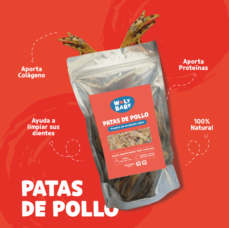 SNACK Woly Patas de pollo deshidratadas bolsa x 20 UND